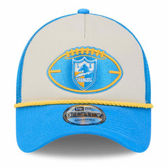 Los Angeles Chargers New Era 2024 Sideline Historic 9FORTY A-Frame Trucker Adjustable Hat Stone/Powder Blue | NFL