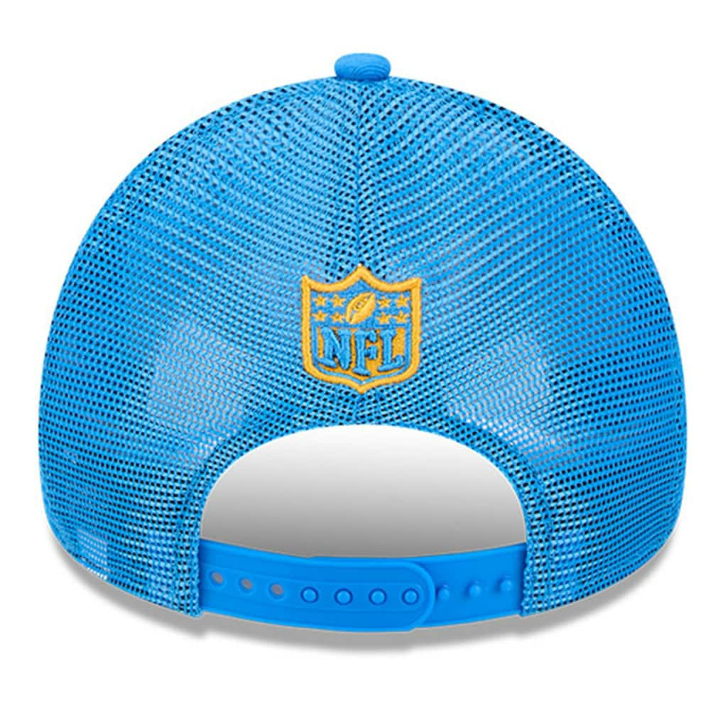 Los Angeles Chargers New Era 2024 Sideline Historic 9FORTY A-Frame Trucker Adjustable Hat Stone/Powder Blue | NFL