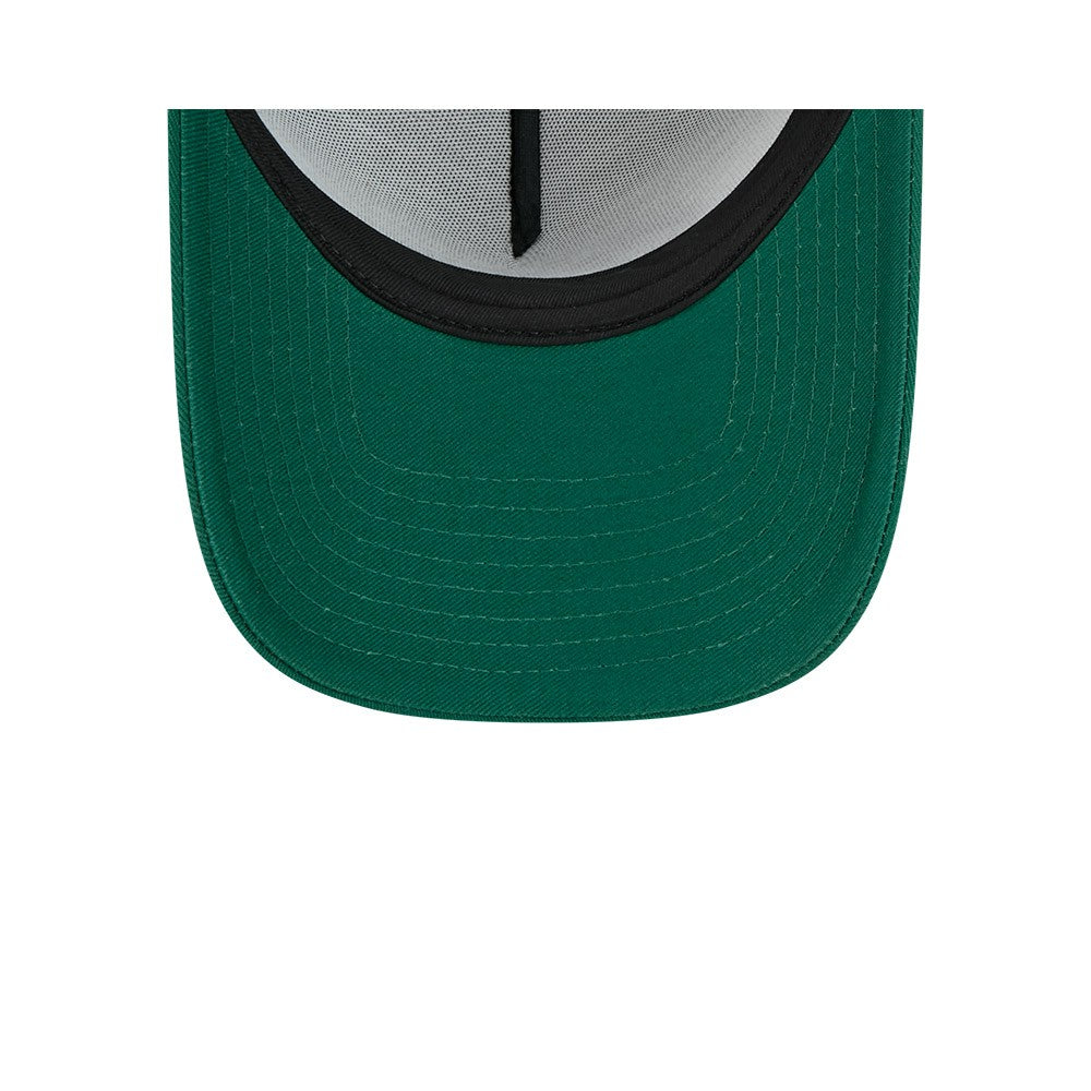 New York Jets New Era 2024 Sideline Historic 9FORTY A-Frame Trucker Adjustable Hat Stone/Green | NFL