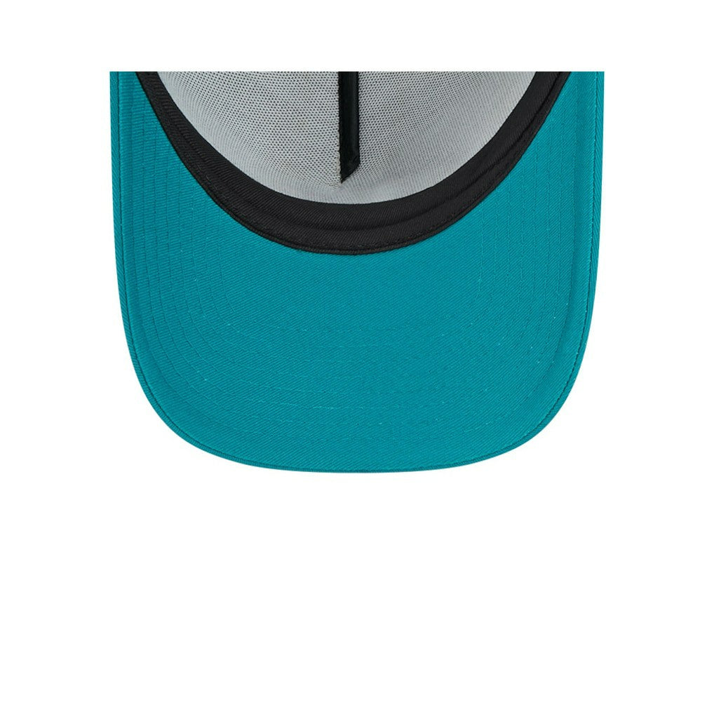 Miami Dolphins New Era 2024 Sideline Historic 9FORTY A-Frame Trucker Adjustable Hat Stone/Aqua | NFL