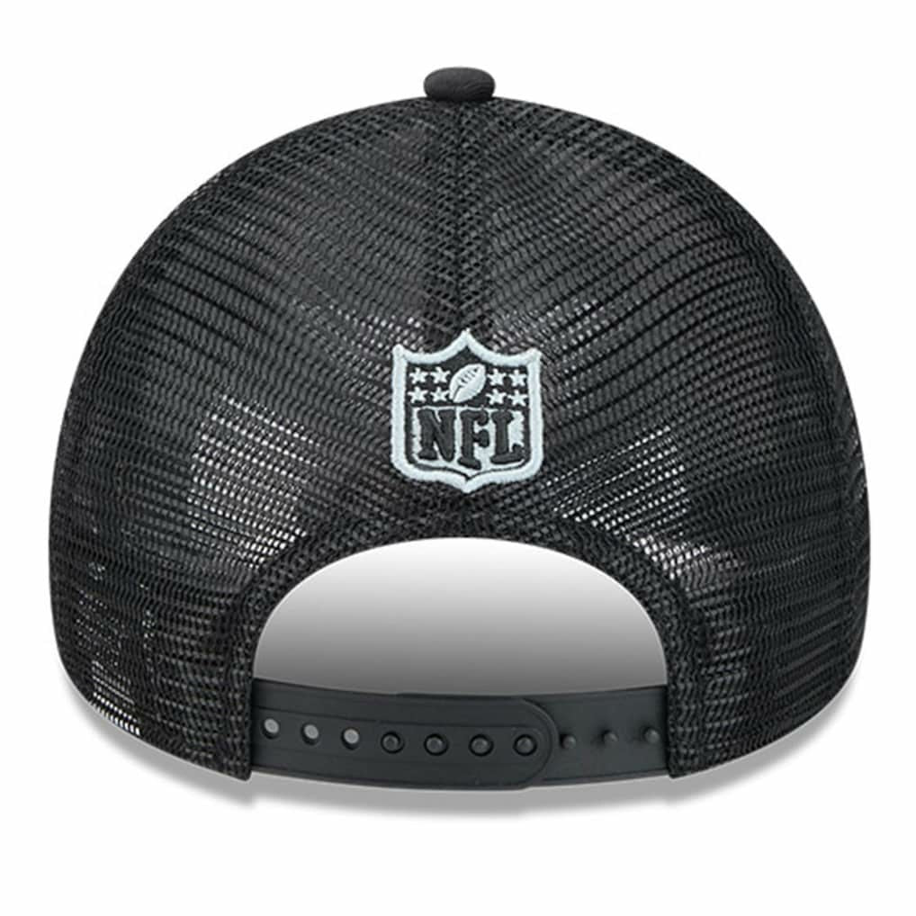 Las Vegas Raiders New Era 2024 Sideline Historic 9FORTY A-Frame Trucker Adjustable Hat Stone/Black | NFL