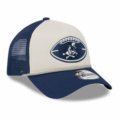 Dallas Cowboys New Era Youth 2024 Sideline Historic 9FORTY A-Frame Trucker Adjustable Hat Stone/Navy | NFL