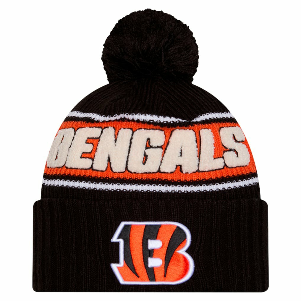Cincinnati Bengals New Era 2024 Sideline Cuffed Knit Hat with Pom Black | NFL
