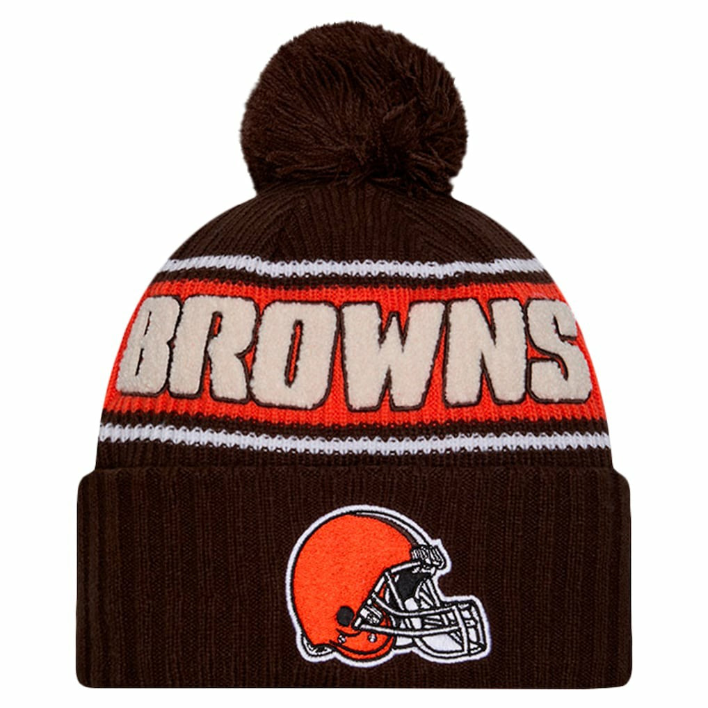 Cleveland Browns New Era 2024 Sideline Cuffed Knit Hat with Pom Brown | NFL