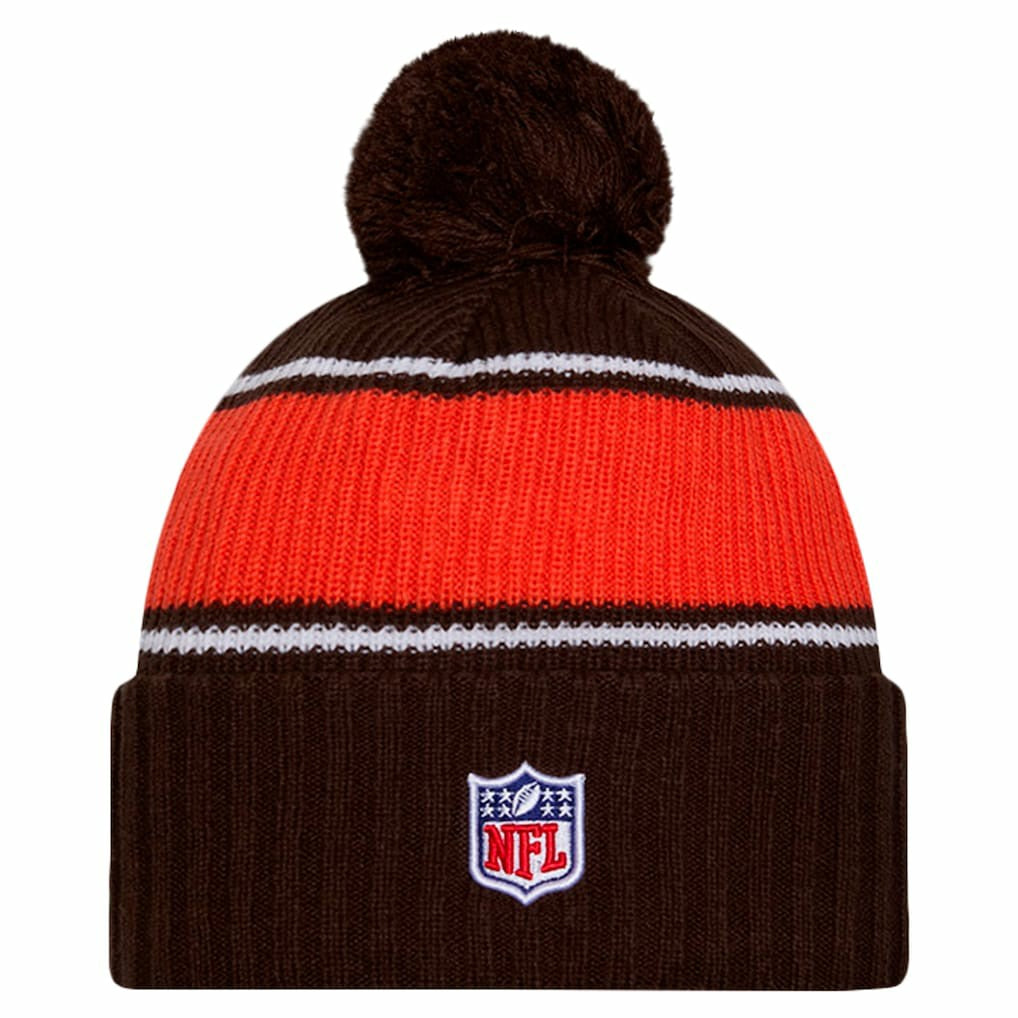 Cleveland Browns New Era 2024 Sideline Cuffed Knit Hat with Pom Brown | NFL