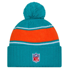 Miami Dolphins New Era 2024 Sideline Cuffed Knit Hat with Pom Aqua | NFL