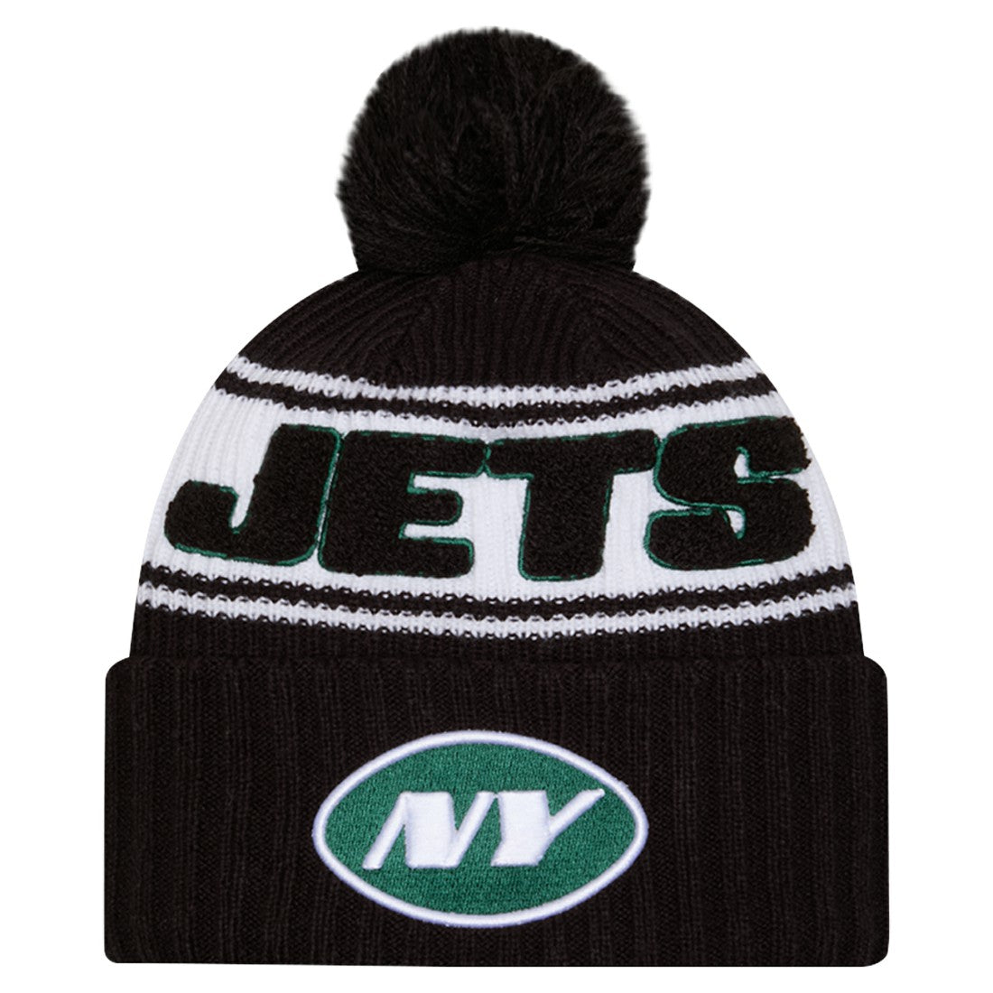 New York Jets New Era 2024 Sideline Cuffed Knit Hat with Pom Black | NFL