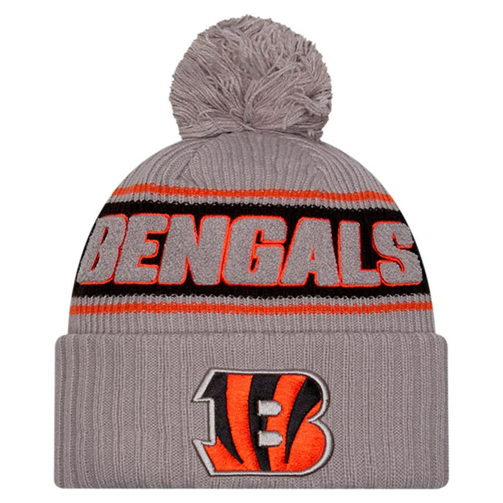 Cincinnati Bengals New Era 2024 Sideline Sport Cuffed Knit Hat with Pom Gray | NFL