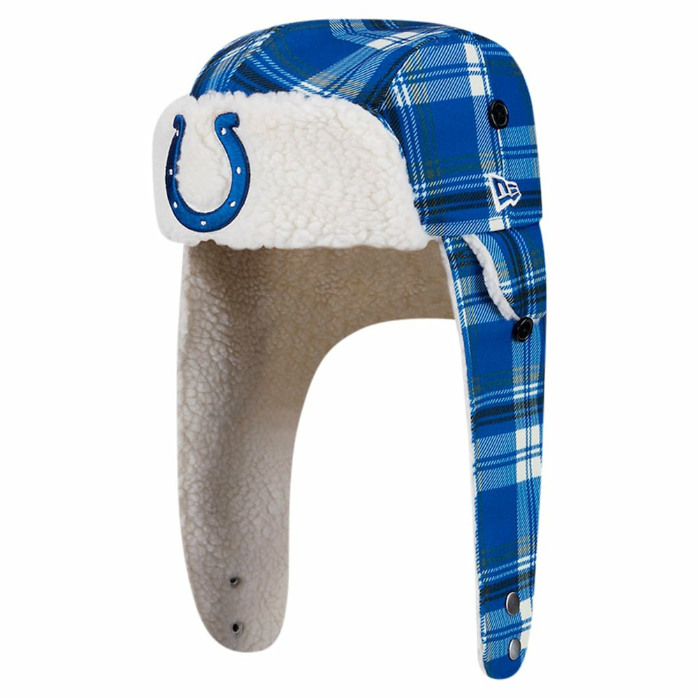 Indianapolis Colts New Era Sideline Plaid Sherpa Trapper Hat Royal | NFL