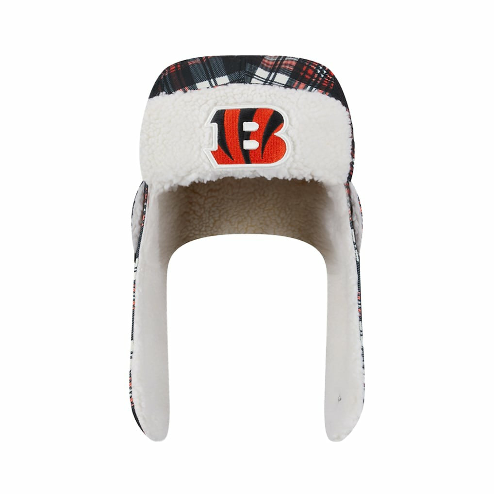 Cincinnati Bengals New Era Sideline Plaid Sherpa Trapper Hat Black | NFL