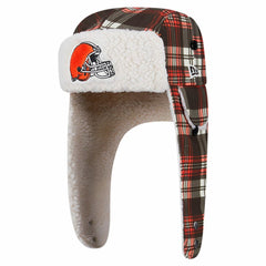 Cleveland Browns New Era Sideline Plaid Sherpa Trapper Hat Brown | NFL