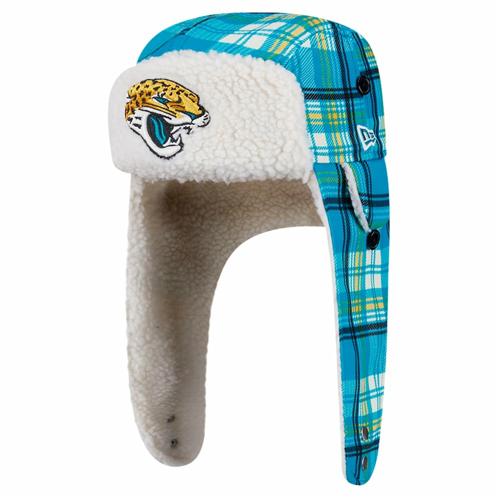 Jacksonville Jaguars New Era Sideline Plaid Sherpa Trapper Hat Teal | NFL