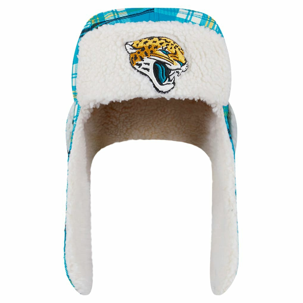 Jacksonville Jaguars New Era Sideline Plaid Sherpa Trapper Hat Teal | NFL