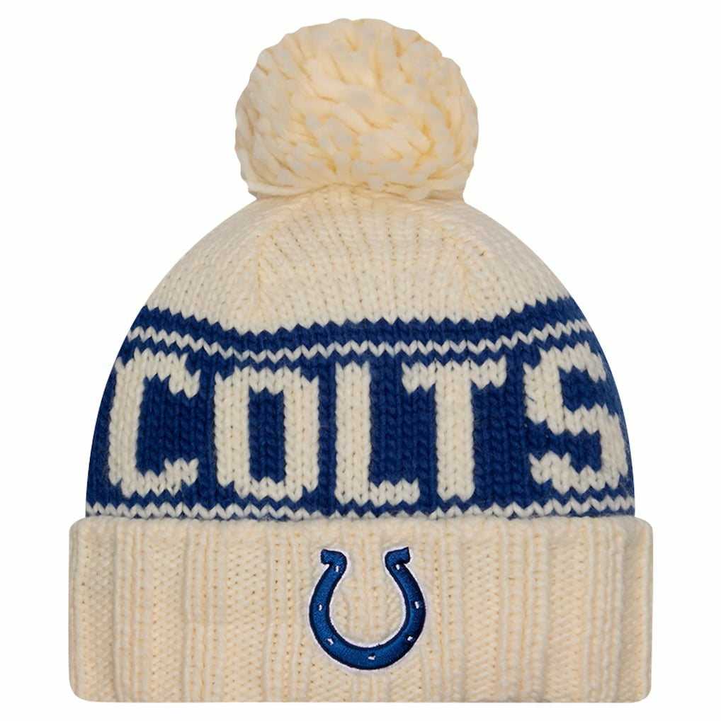 Indianapolis Colts New Era Women's 2024 Sideline Cuffed Knit Hat with Pom Cream | NFL