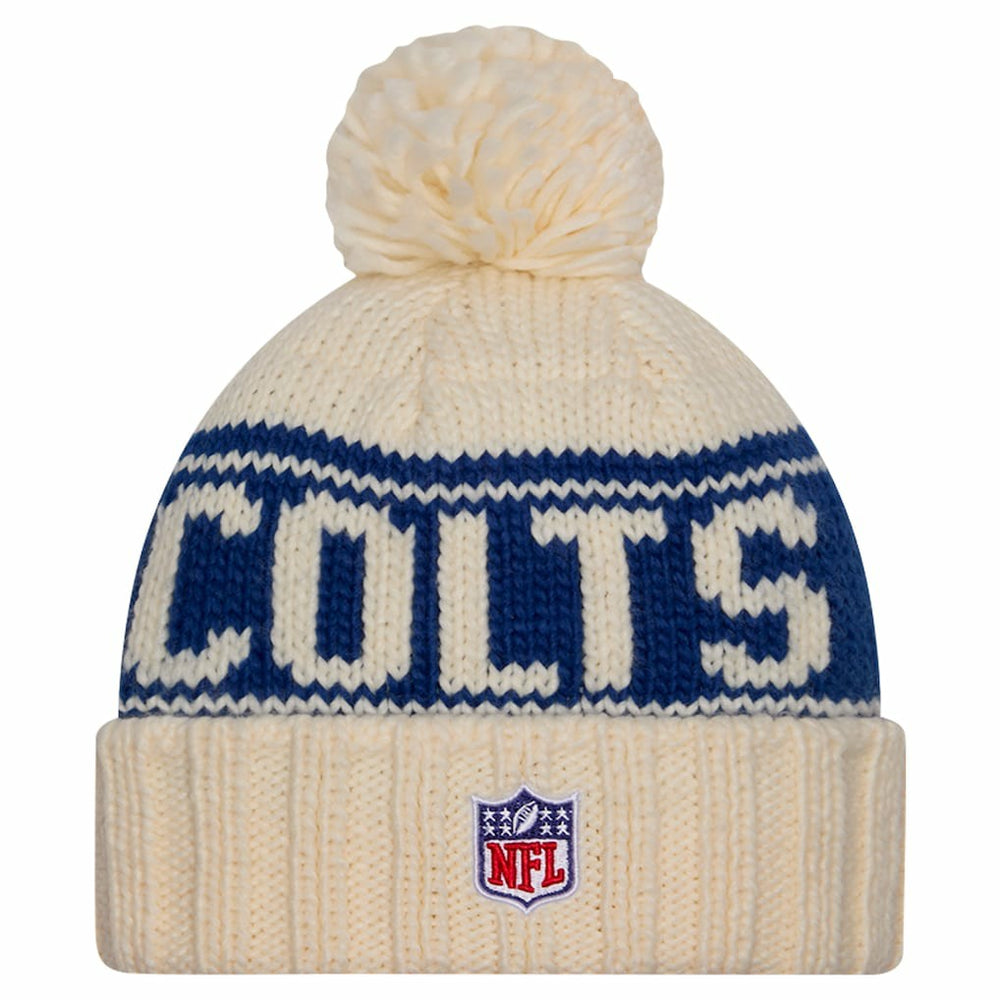 Indianapolis Colts New Era Women's 2024 Sideline Cuffed Knit Hat with Pom Cream | NFL