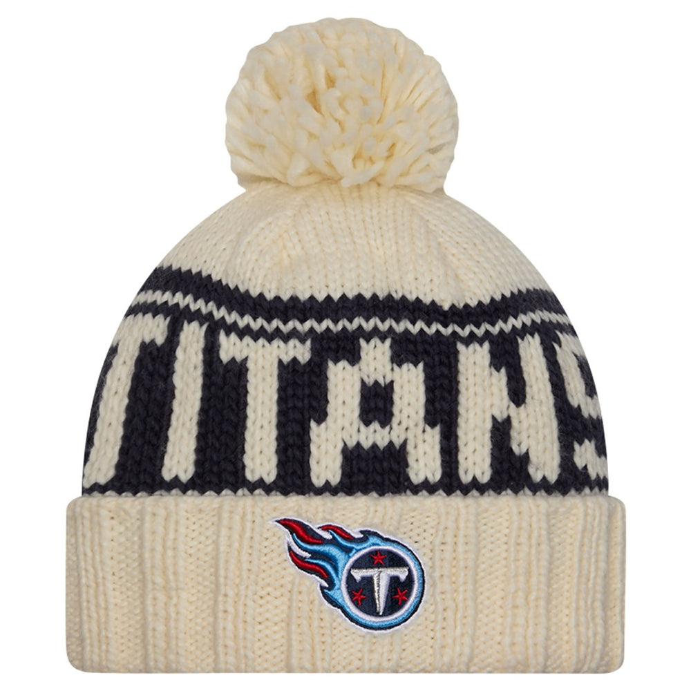 Tennessee Titans New Era Women's 2024 Sideline Cuffed Knit Hat with Pom Cream | NFL