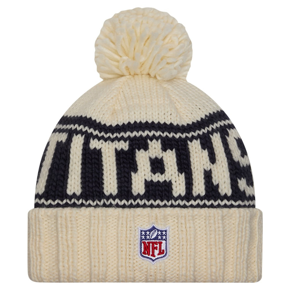 Tennessee Titans New Era Women's 2024 Sideline Cuffed Knit Hat with Pom Cream | NFL