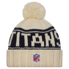 Tennessee Titans New Era Women's 2024 Sideline Cuffed Knit Hat with Pom Cream | NFL