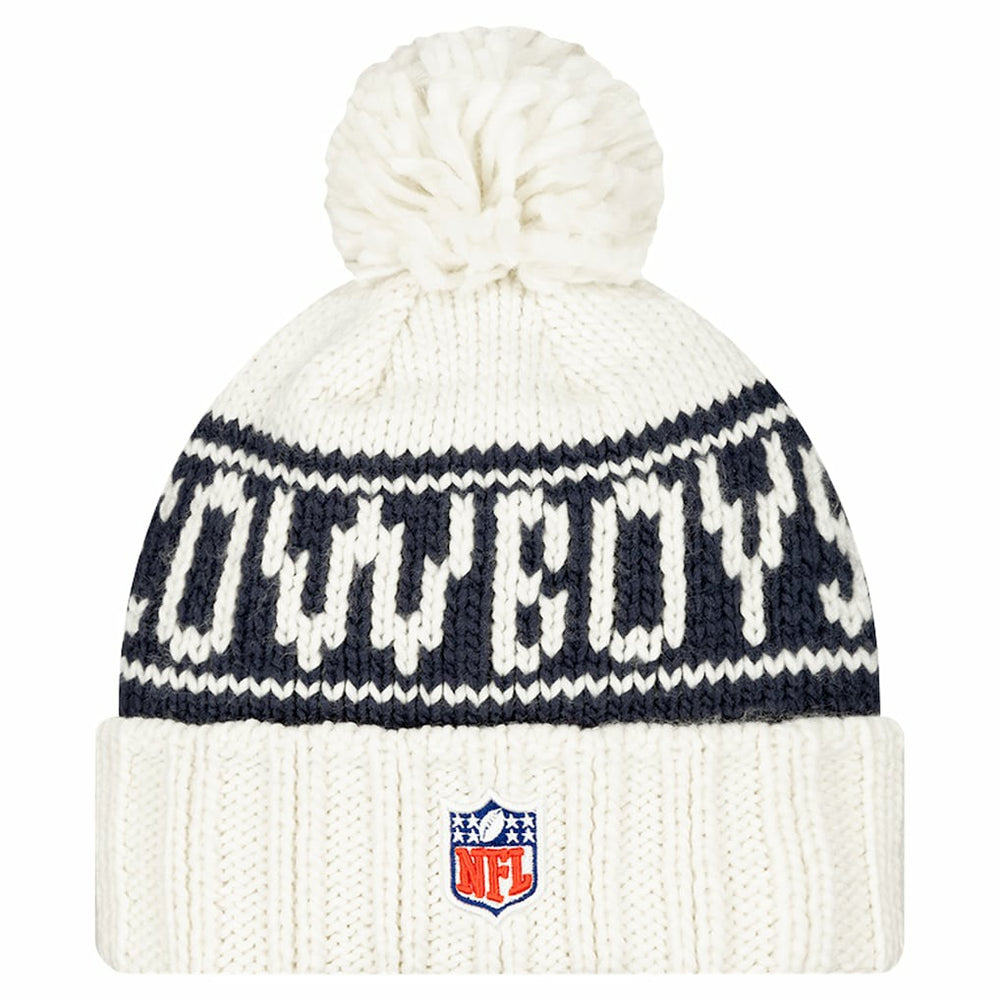Dallas Cowboys New Era Women's 2024 Sideline Cuffed Knit Hat with Pom White | NFL