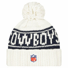 Dallas Cowboys New Era Women's 2024 Sideline Cuffed Knit Hat with Pom White | NFL