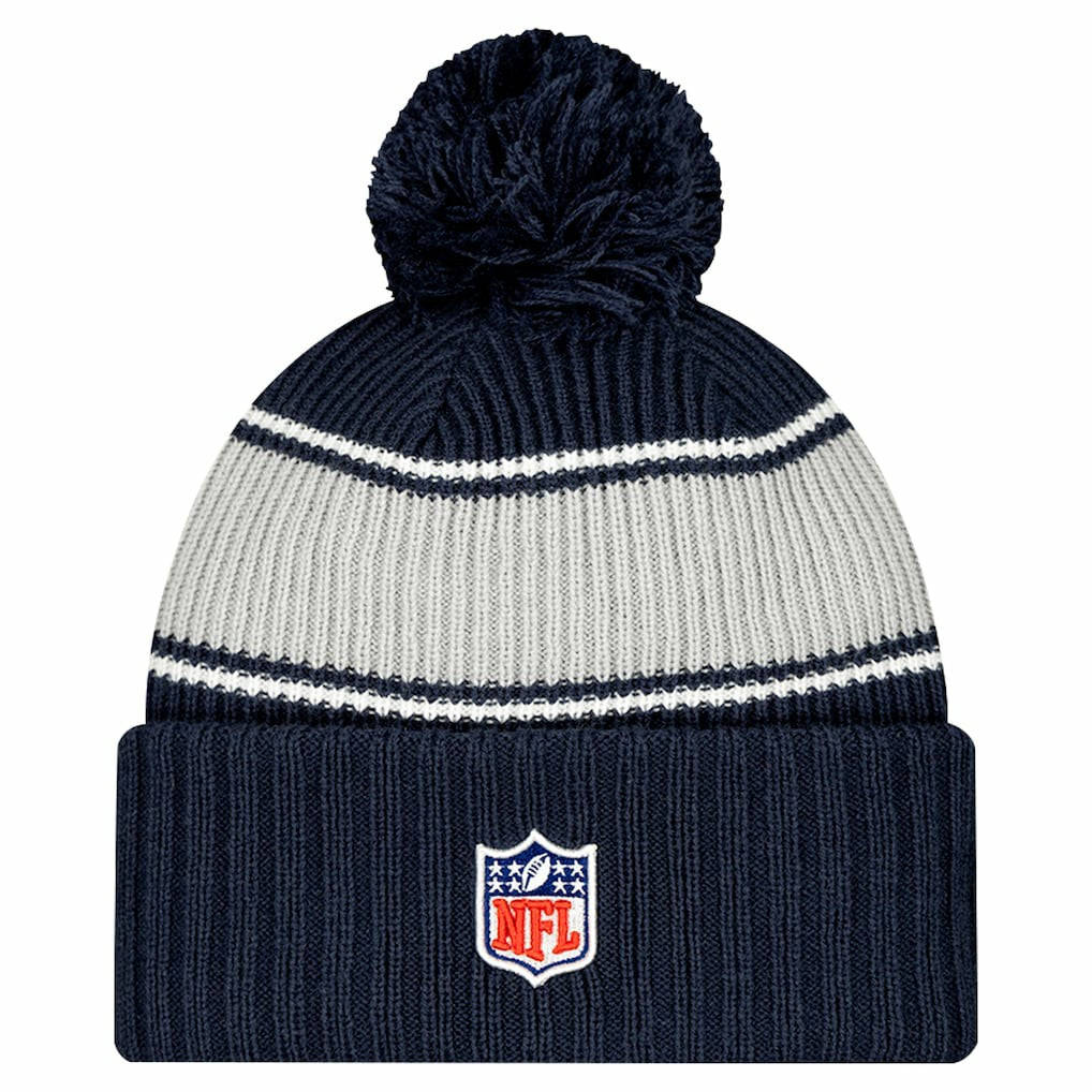Dallas Cowboys New Era Youth 2024/25 Sideline Cuffed Knit Hat with Pom Navy | NFL