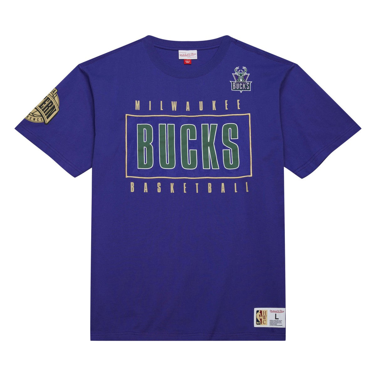 Milwaukee Bucks Hardwood Classics Team OG 2.0 Premium Vintage Logo T-Shirt Purple - NBA