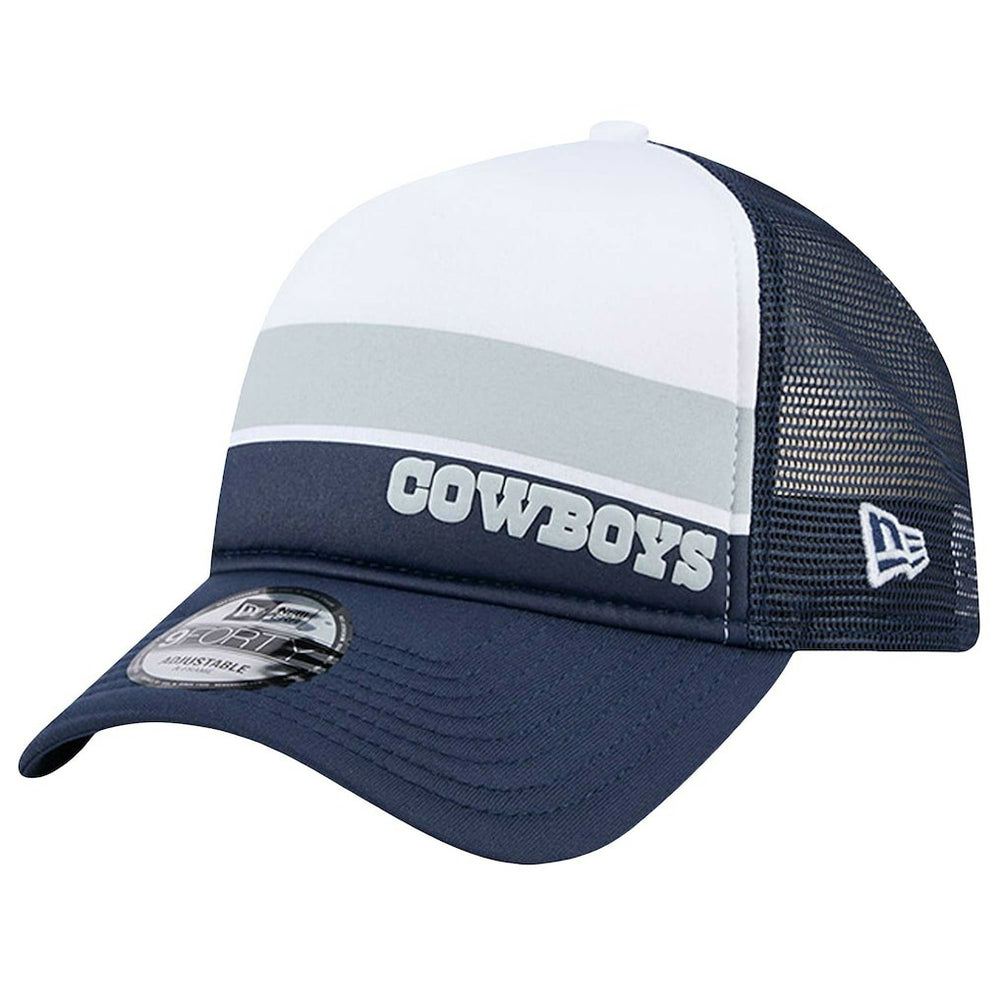Dallas Cowboys New Era Sport Night Color Block 9FORTY A-Frame Trucker Adjustable Hat White/Navy | NFL