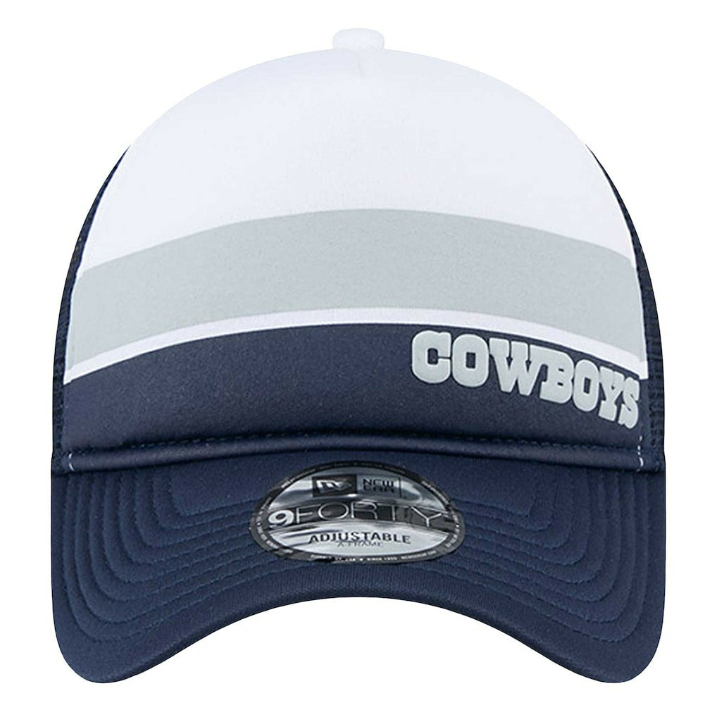 Dallas Cowboys New Era Sport Night Color Block 9FORTY A-Frame Trucker Adjustable Hat White/Navy | NFL