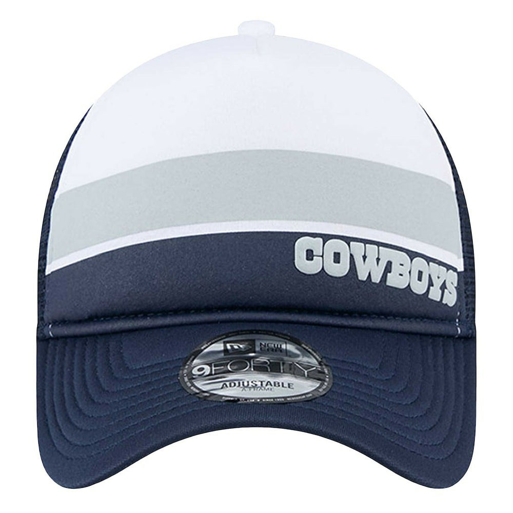 Dallas Cowboys New Era Sport Night Color Block 9FORTY A-Frame Trucker Adjustable Hat White/Navy | NFL