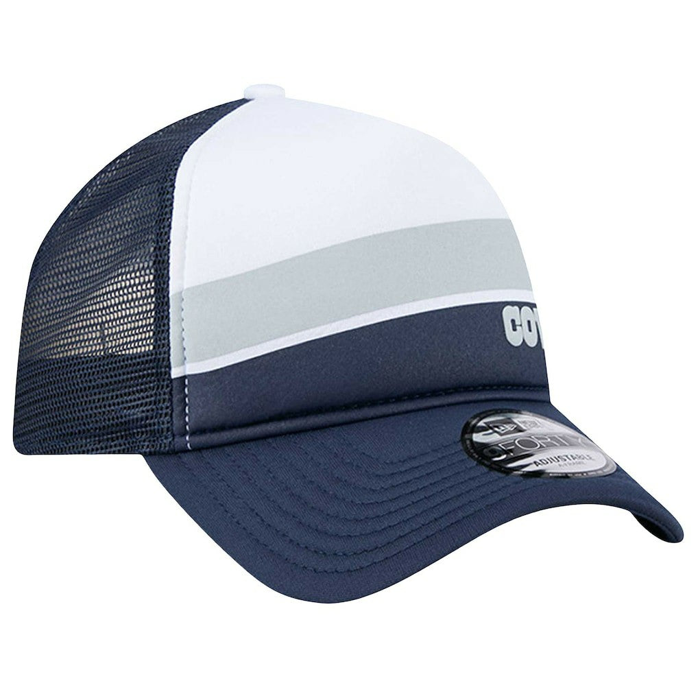 Dallas Cowboys New Era Sport Night Color Block 9FORTY A-Frame Trucker Adjustable Hat White/Navy | NFL