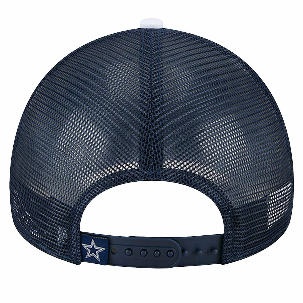 Dallas Cowboys New Era Sport Night Color Block 9FORTY A-Frame Trucker Adjustable Hat White/Navy | NFL