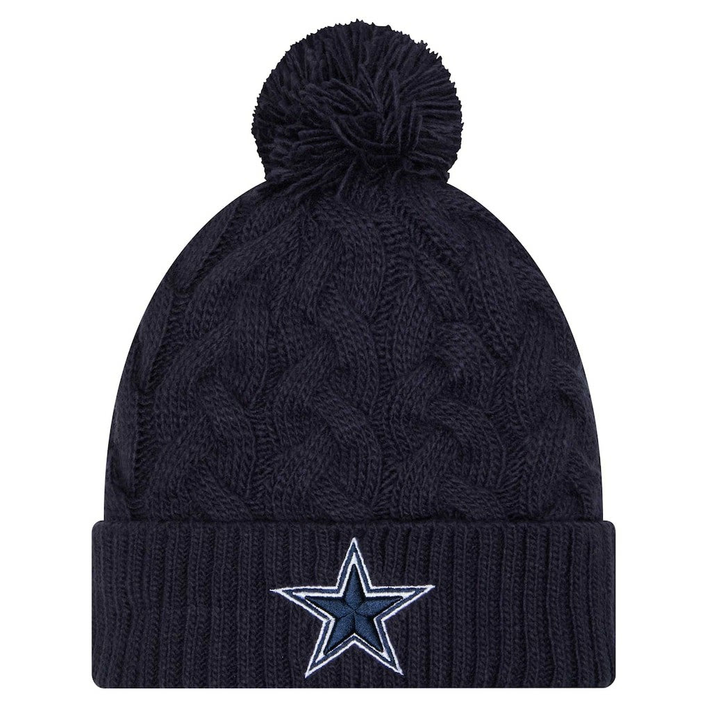Dallas Cowboys New Era Women's Cable Knit Hat with Pom Navy | NFL