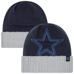Dallas Cowboys New Era Oversize Cuffed Knit Hat Navy/Gray | NFL