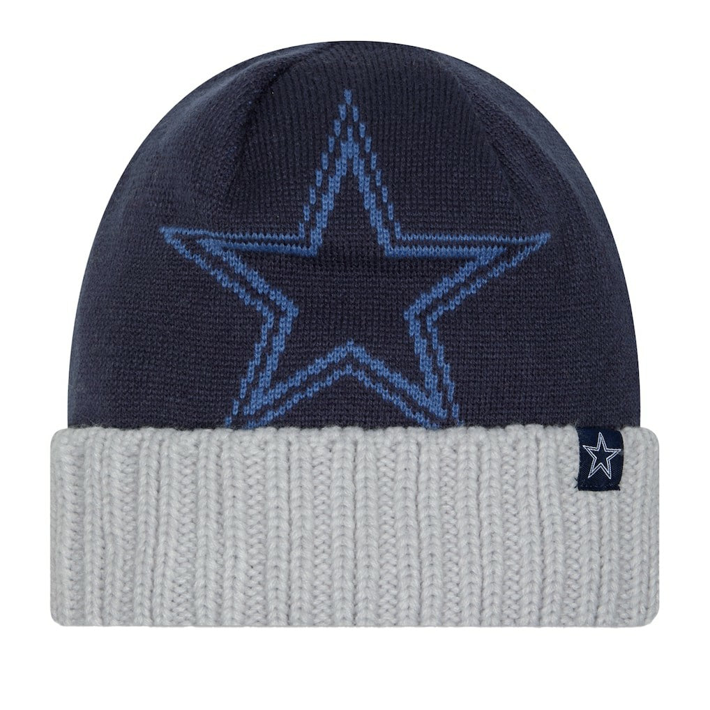 Dallas Cowboys New Era Oversize Cuffed Knit Hat Navy/Gray | NFL