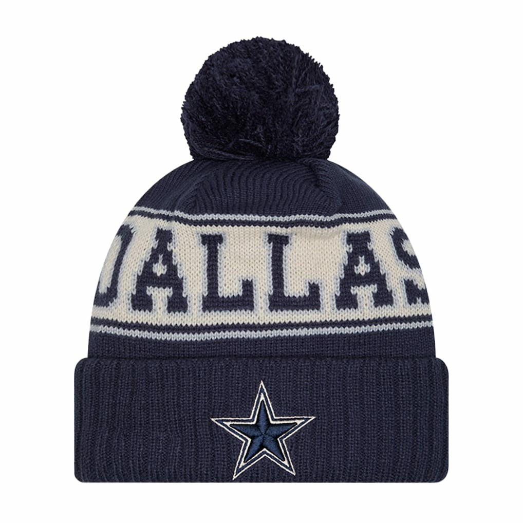 Dallas Cowboys New Era Retro Cuffed Knit Hat with Pom Navy | NFL