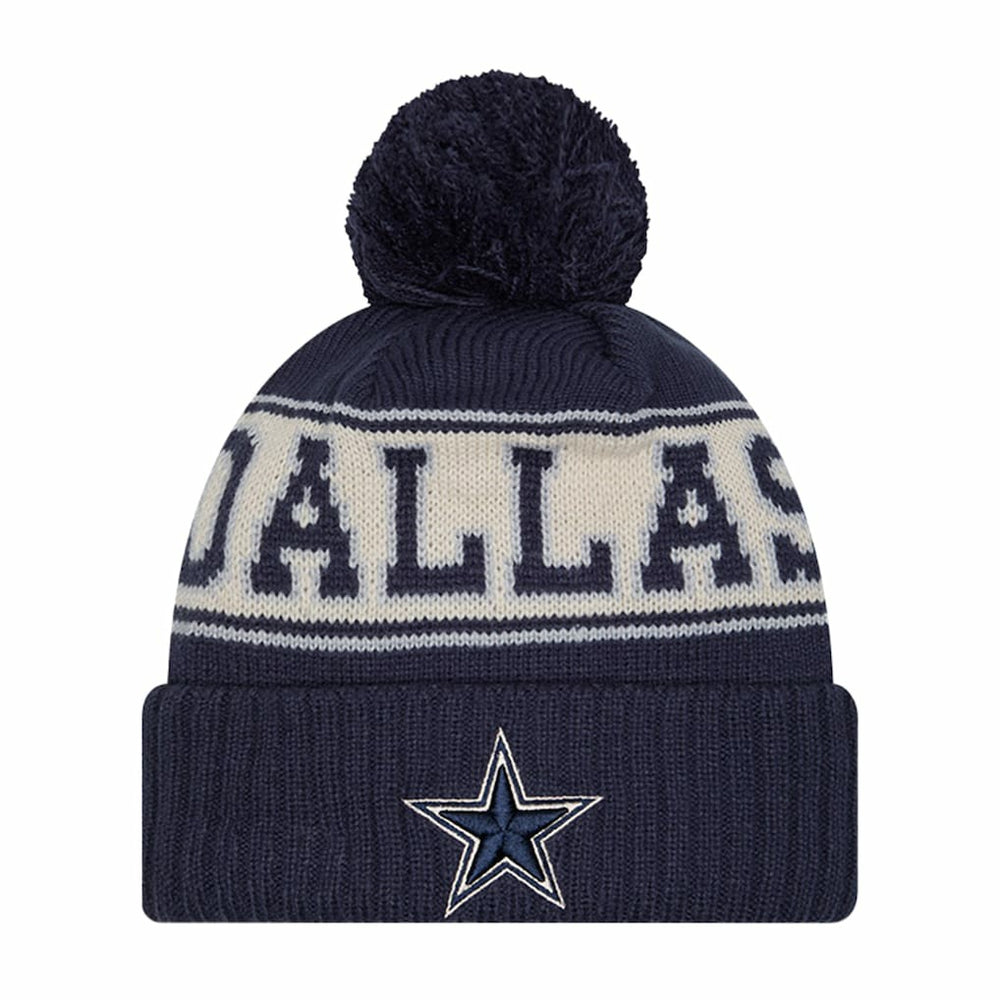 Dallas Cowboys New Era Retro Cuffed Knit Hat with Pom Navy | NFL