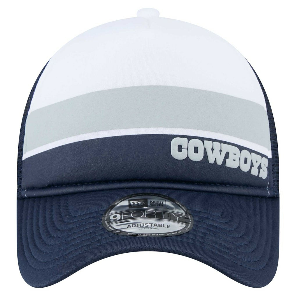 Dallas Cowboys New Era Youth Sport Night Color Block 9FORTY A-Frame Trucker Adjustable Hat White/Navy | NFL