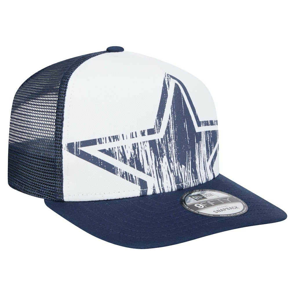Dallas Cowboys New Era Youth Distressed 9FIFTY A-Frame Snapback Hat White/Navy | NFL