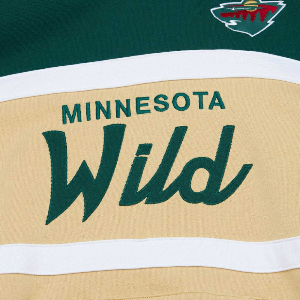Minnesota Wild Mitchell & Ness Head Coach Pullover Hoodie - Cream/Green - NHL