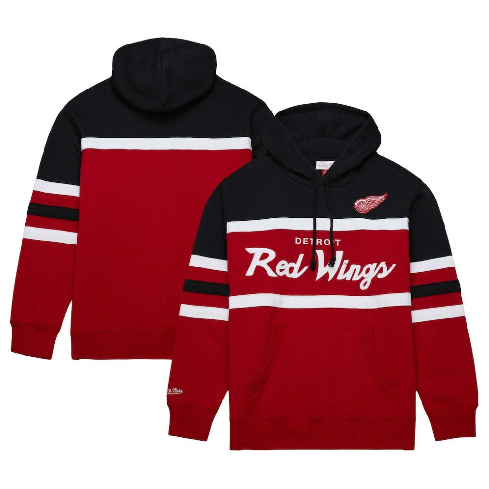 Detroit Red Wings Mitchell & Ness Head Coach Pullover Hoodie - Red/Black - NHL