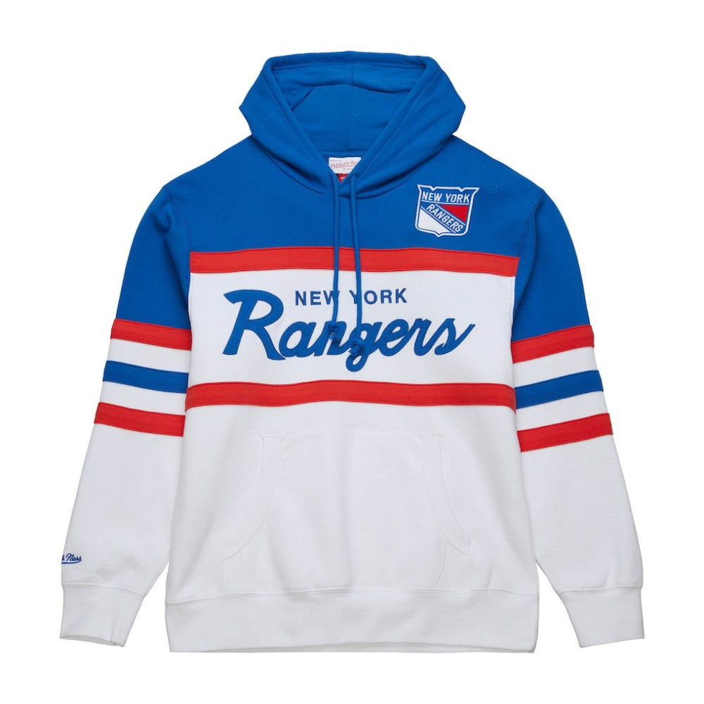 New York Rangers Mitchell & Ness Head Coach Pullover Hoodie - White/Blue - NHL
