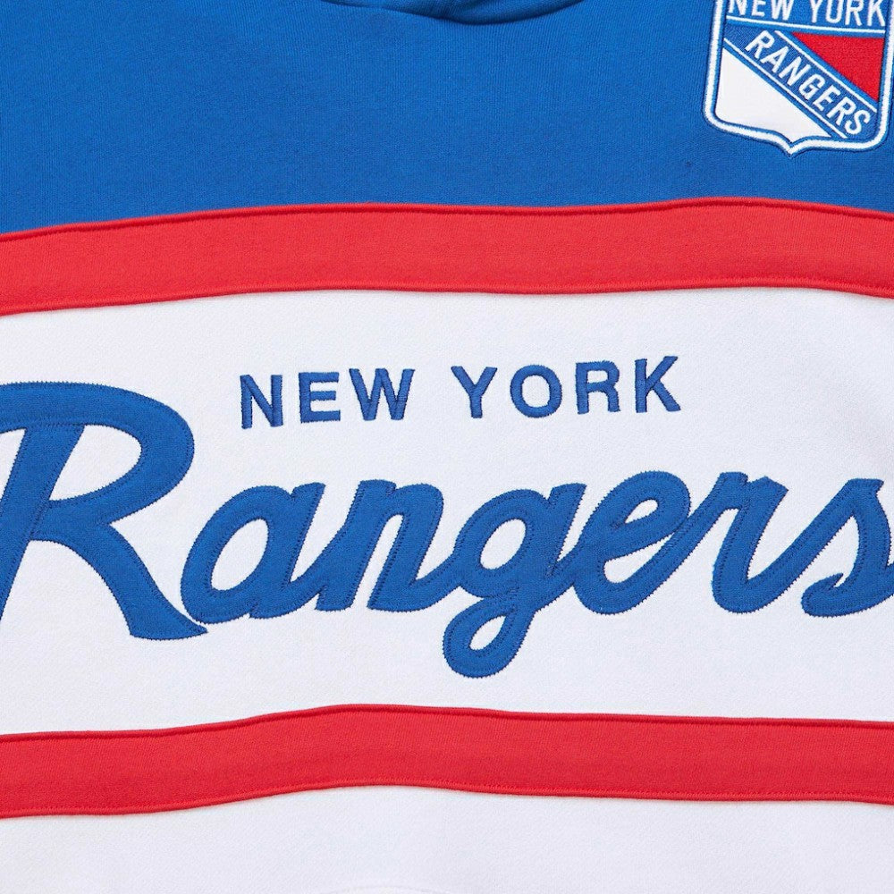 New York Rangers Mitchell & Ness Head Coach Pullover Hoodie - White/Blue - NHL