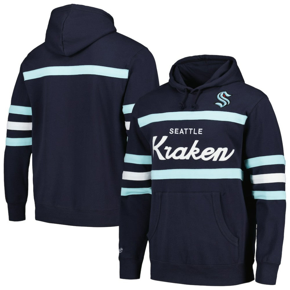 Seattle Kraken Mitchell & Ness Head Coach Pullover Hoodie - Deep Sea Blue - NHL
