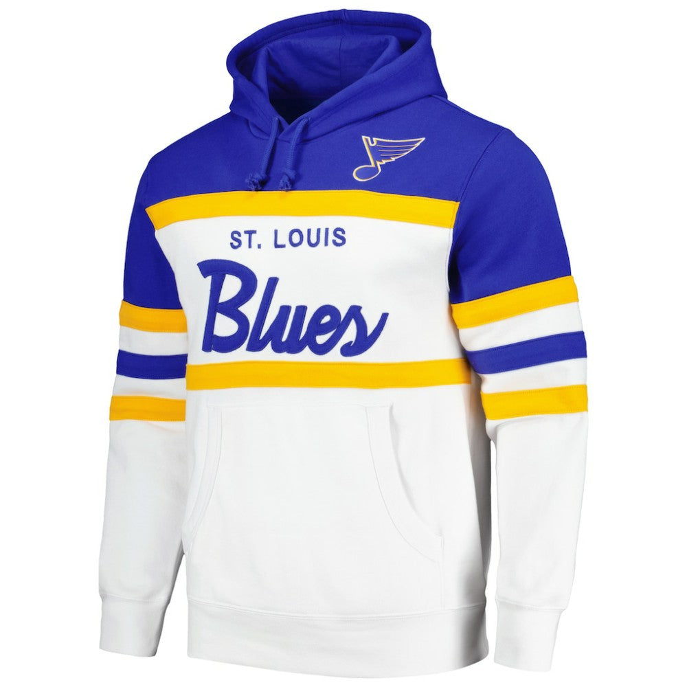 St. Louis Blues Mitchell & Ness Head Coach Pullover Hoodie - White/Blue - NHL