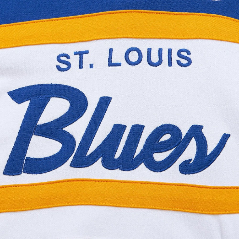 St. Louis Blues Mitchell & Ness Head Coach Pullover Hoodie - White/Blue - NHL