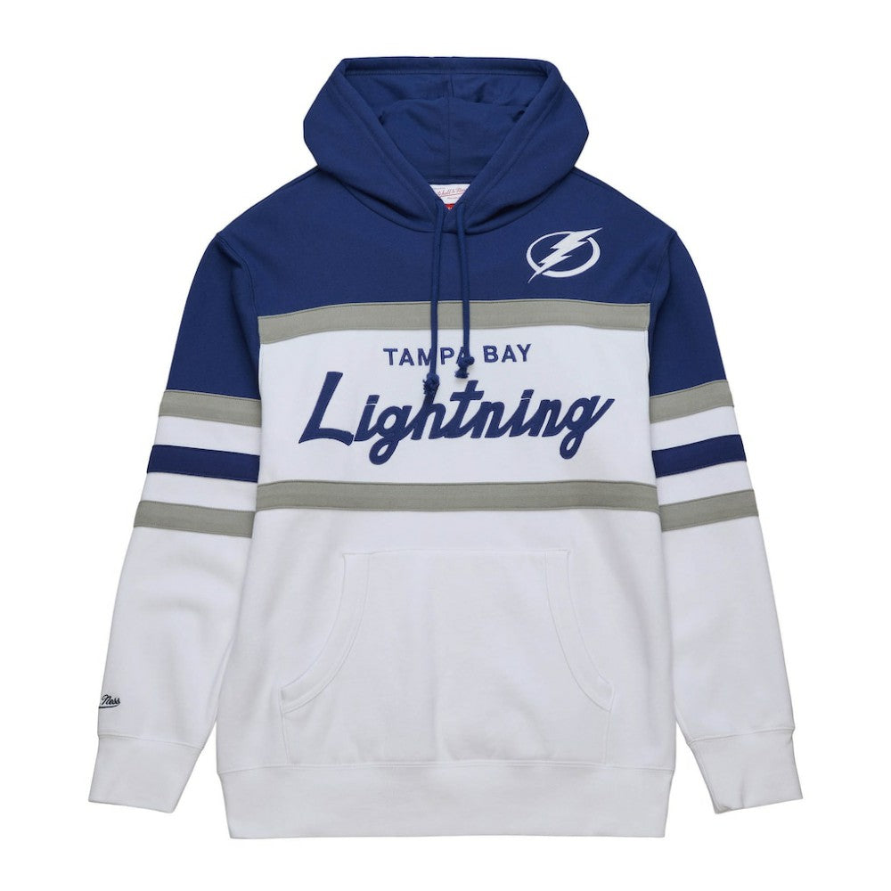 Tampa Bay Lightning Mitchell & Ness Head Coach Pullover Hoodie - White/Blue - NHL