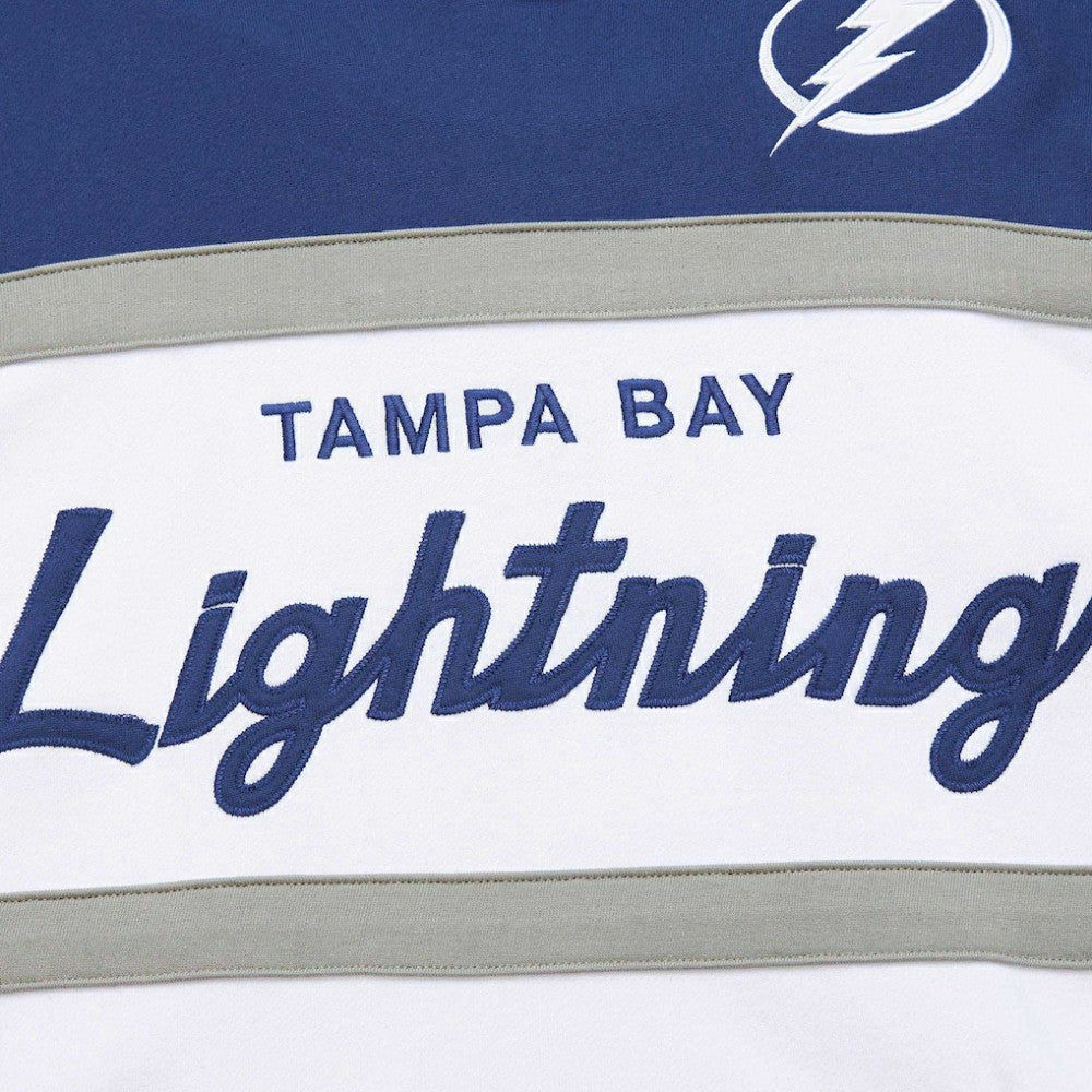 Tampa Bay Lightning Mitchell & Ness Head Coach Pullover Hoodie - White/Blue - NHL