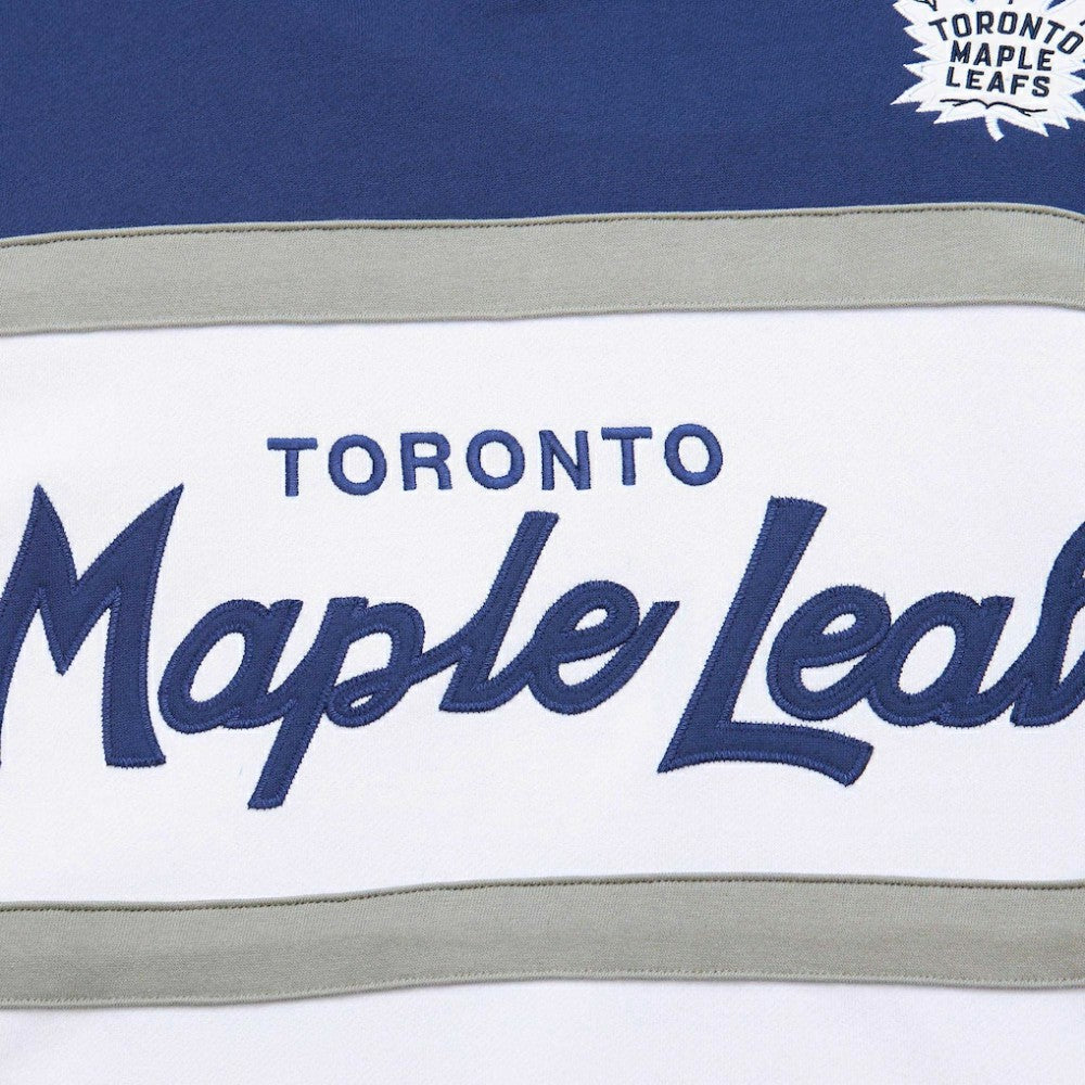 Toronto Maple Leafs Mitchell & Ness Head Coach Pullover Hoodie - White/Blue - NHL