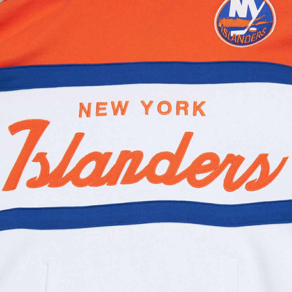 New York Islanders Mitchell & Ness Head Coach Pullover Hoodie - White/Orange - NHL