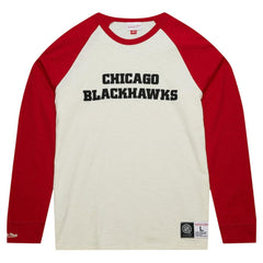Chicago Blackhawks Mitchell & Ness Legendary Slub Vintage Raglan Long Sleeve T-Shirt - Cream - NHL